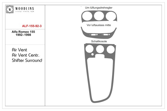 Alfa Romeo 155 1992-1998 Natural Wood Veneer Dashboard Trim